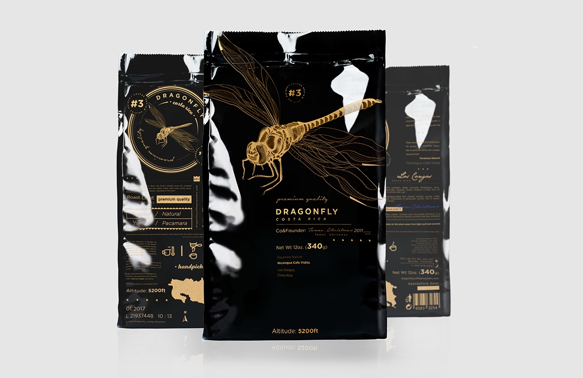 大自然的奇跡，蜻蜓主題的咖啡品牌包裝設(shè)計